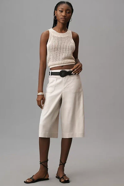 The Colette Collection By Maeve The Colette Longline Shorts By Maeve: Linen Edition In Beige