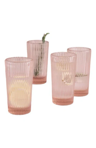 The Collective Home Pink Tall Glasses In Transparent
