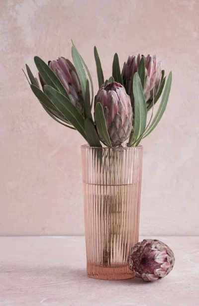 The Collective Home Pressed Pink Glass Column Vase In Transparent