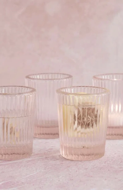 The Collective Home Pressed Pink Juice Glasses In Transparent