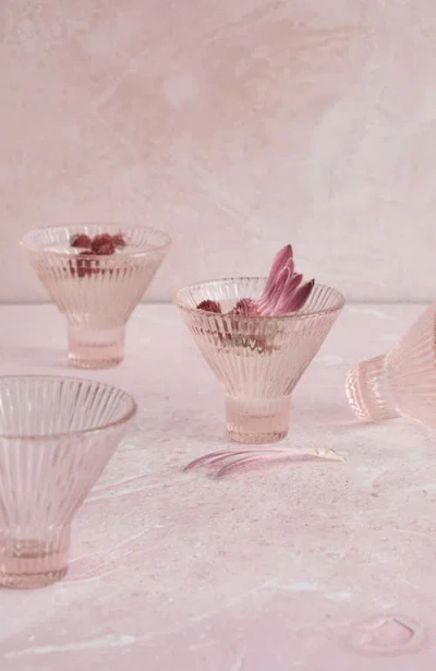 The Collective Home Pressed Pink Martini Glasses In Transparent
