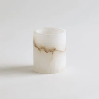 The Collective Home Santo Alabaster Short Votive In White