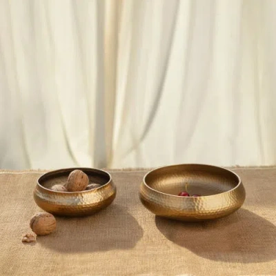 The Collective Snack Bowls Assorted Set Of 2 In Antique Brass