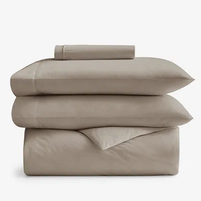 The Company Store 4-piece Classic Cool Cotton Percale Solid Bedding Bundle In Beige