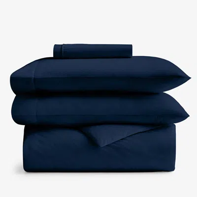 The Company Store 4-piece Classic Cool Cotton Percale Solid Bedding Bundle In Blue