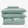 The Company Store 4-piece Classic Cool Cotton Percale Solid Bedding Bundle In Blue/green