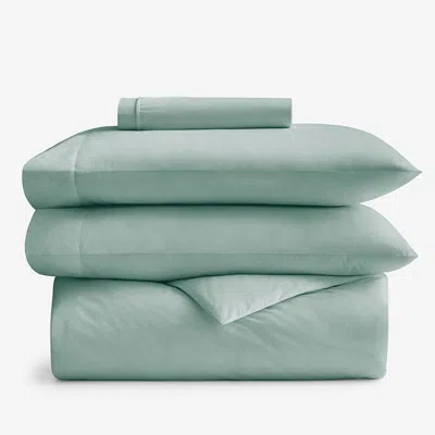 The Company Store 4-piece Classic Cool Cotton Percale Solid Bedding Bundle In Blue/green