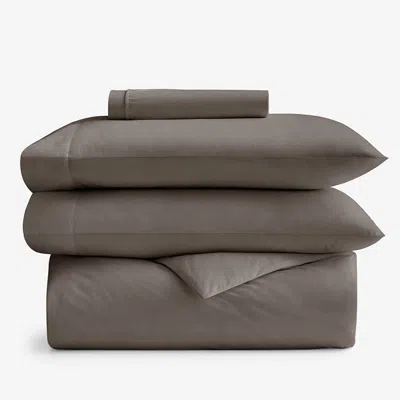 The Company Store 4-piece Classic Cool Cotton Percale Solid Bedding Bundle In Brown