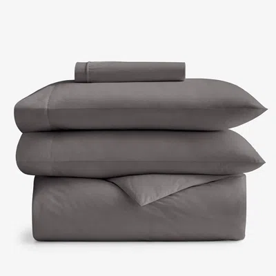 The Company Store 4-piece Classic Cool Cotton Percale Solid Bedding Bundle In Gray