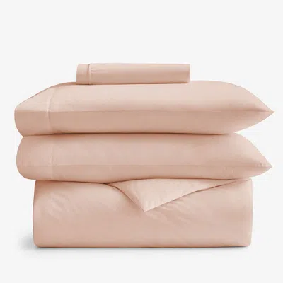 The Company Store 4-piece Classic Cool Cotton Percale Solid Bedding Bundle In Pink