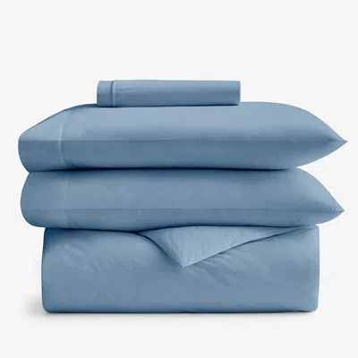 The Company Store 4-piece Classic Cool Cotton Percale Solid Bedding Bundle In Porcelain Blue