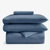 The Company Store 4-piece Classic Cool Cotton Percale Solid Bedding Bundle In Slate Blue