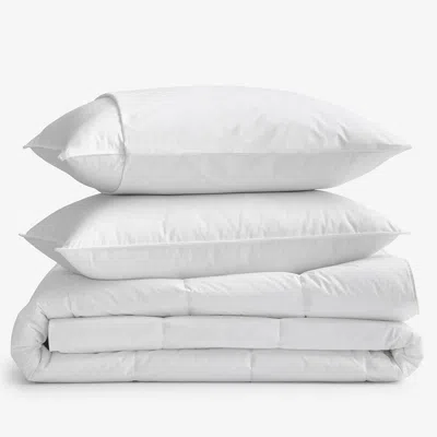The Company Store 5-piece Down Alternative Comforter & Loftaire™ Pillow Bundle In White