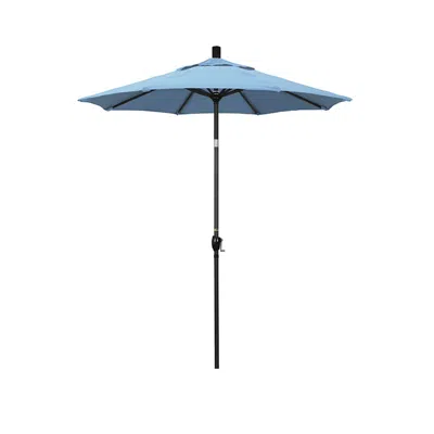 The Company Store 6' Round Outdoor Patio Umbrella, Aluminum With Push Button Tilt In Air Blue