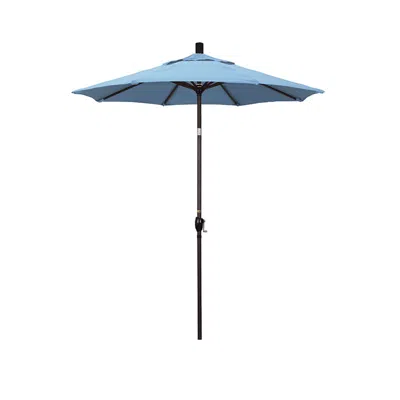 The Company Store 6' Round Outdoor Patio Umbrella, Aluminum With Push Button Tilt In Air Blue
