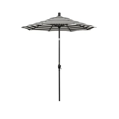 The Company Store 6' Round Outdoor Patio Umbrella, Aluminum With Push Button Tilt In Black/white