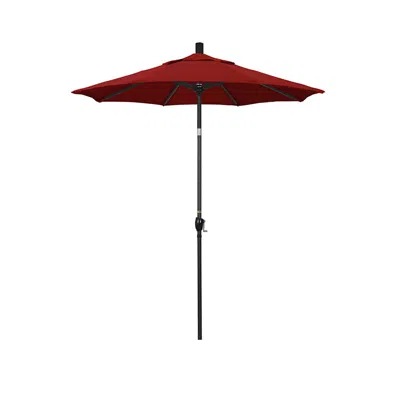 The Company Store 6' Round Outdoor Patio Umbrella, Aluminum With Push Button Tilt In Jockey Red