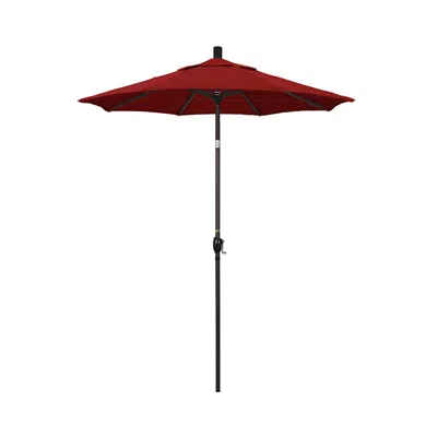 The Company Store 6' Round Outdoor Patio Umbrella, Aluminum With Push Button Tilt In Jockey Red