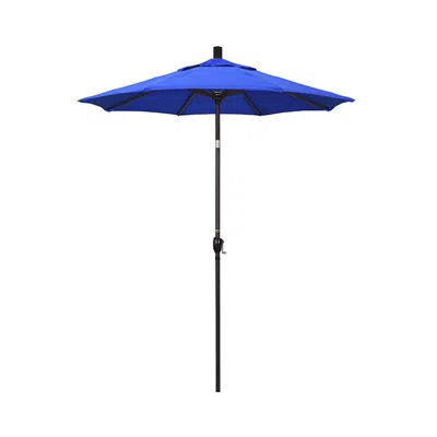 The Company Store 6' Round Outdoor Patio Umbrella, Aluminum With Push Button Tilt In Pacific Blue
