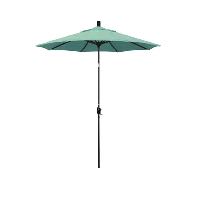 The Company Store 6' Round Outdoor Patio Umbrella, Aluminum With Push Button Tilt In Teal/turquoise Blue
