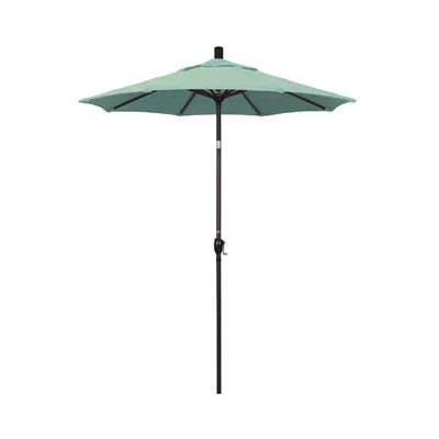 The Company Store 6' Round Outdoor Patio Umbrella, Aluminum With Push Button Tilt In Teal/turquoise Blue