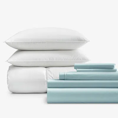 The Company Store 8-piece Percale & Loftaire™ Down Alternative Bedding Bundle In Pale Blue