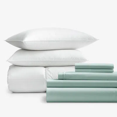 The Company Store 8-piece Percale & Loftaire™ Down Alternative Bedding Bundle In Green