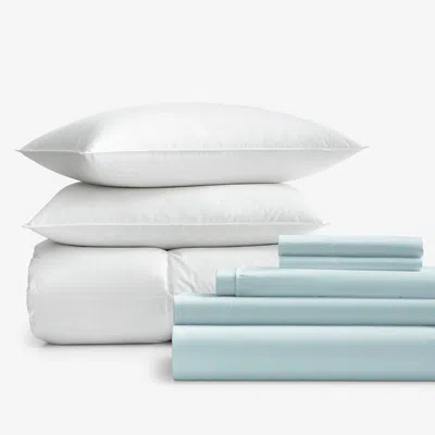 The Company Store 8-piece Percale & Loftaire™ Down Alternative Bedding Bundle In Pale Blue