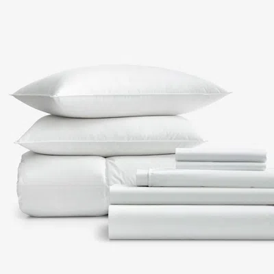 The Company Store 8-piece Percale & Loftaire™ Down Alternative Bedding Bundle In Beige/blue/multi