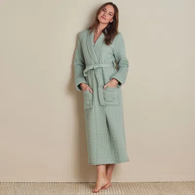 The Company Store Air Layer Robe In Green/teal/turquoise Blue