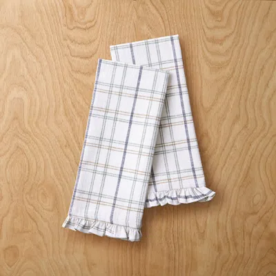 The Company Store Alerie Yarn-dyed Plaid Tea Towels, Set Of 2 In Gray/white