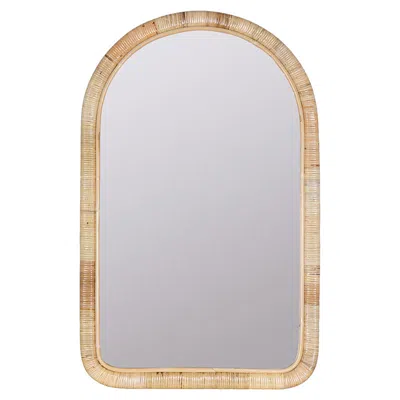 The Company Store Arched Rattan Wall Mirror In Beige
