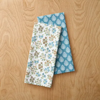 The Company Store Ariella Tea Towels, Set Of 2 In Blue