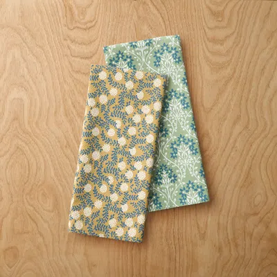 The Company Store Ariella Tea Towels, Set Of 2 In Green