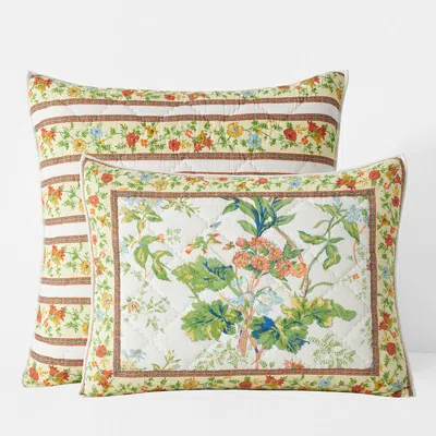 The Company Store Bagheecha Floral Quilted Sham In Green/yellow