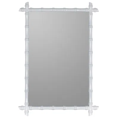 The Company Store Bamboo Textured Frame Wall Mirror In White