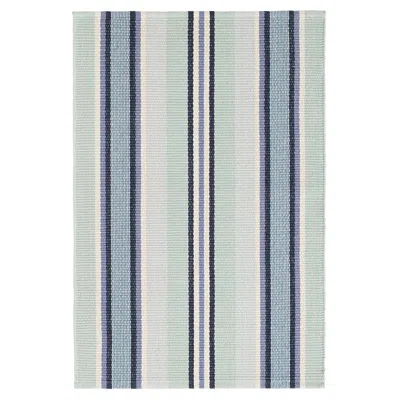 The Company Store Barbados Stripe Handwoven Cotton Rug In Blue/teal/turquoise
