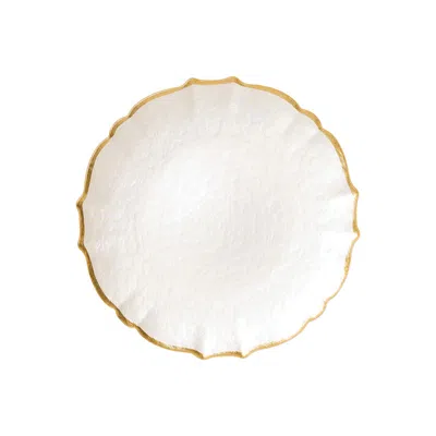 The Company Store Baroque Glass Dinner Plate In White