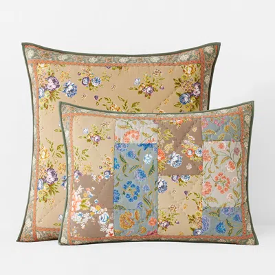The Company Store Bettina Patchwork Quilted Sham In Beige/red