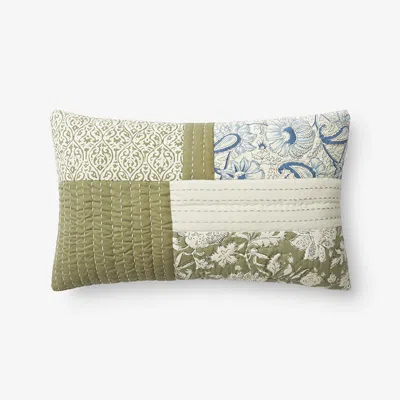 The Company Store Blair Decorative Lumbar Pillow Cover In Blue/green/ivory