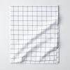 The Company Store Block Plaid Classic Cool Cotton Percale Flat Bed Sheet In Blue