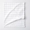 The Company Store Block Plaid Classic Cool Cotton Percale Flat Bed Sheet In Gray