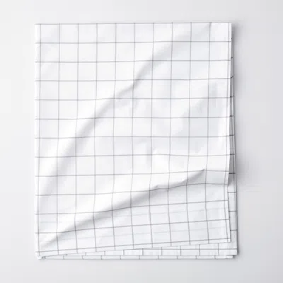 The Company Store Block Plaid Classic Cool Cotton Percale Flat Bed Sheet In Gray