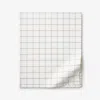 The Company Store Block Plaid Classic Cool Cotton Percale Flat Bed Sheet In White