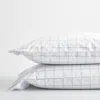 The Company Store Block Plaid Classic Cool Cotton Percale Pillowcase Set In Gray