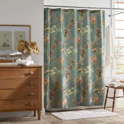 The Company Store Blooming Elegance Premium Smooth Wrinkle-free Sateen Shower Curtain In Green