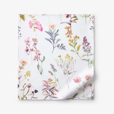 The Company Store Blooming Garden Classic Smooth Sateen Flat Bed Sheet In White
