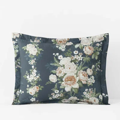 The Company Store Blooming Melody Reversible Premium Smooth Wrinkle-free Sateen Sham In Gray