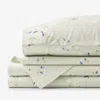 The Company Store Blossom Trail Garment Washed Cotton Percale Bed Sheet Set In White