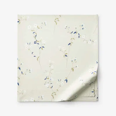 The Company Store Blossom Trail Garment Washed Cotton Percale Flat Bed Sheet In Neutral
